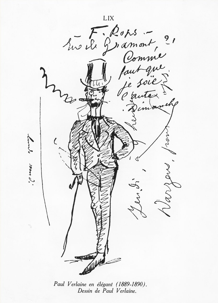 Paul Verlaine的自画像，优雅，1889-90 作者 保罗·韦兰（Paul Verlaine）