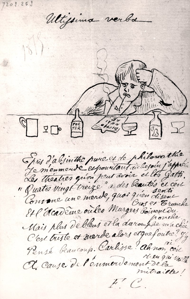 &39;Ultissima verba&39;，1875年Arthur Rimbaud的画作 作者 保罗·韦兰（Paul Verlaine）