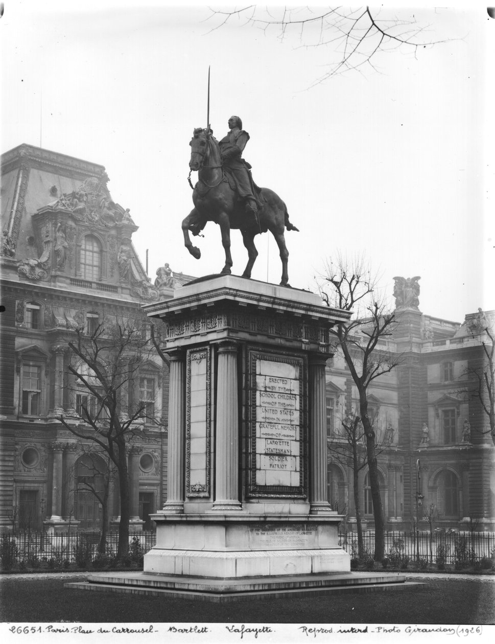 纪念碑致力于拉斐特将军（1757-1834）1899-1907（青铜） 作者 保罗·韦兰·巴特利特