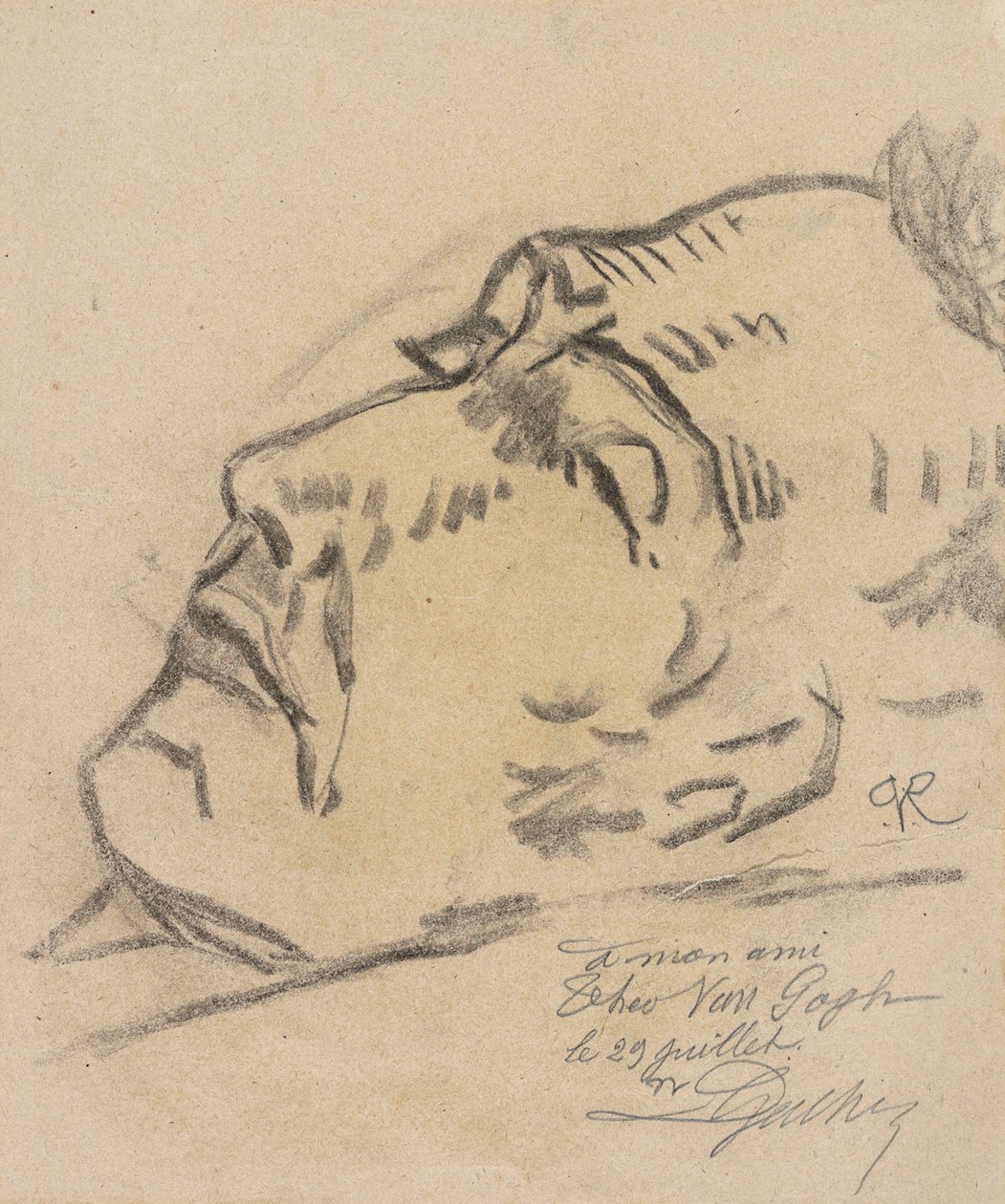 文森特·梵高（1853-1890 年）临终前，保罗·费迪南德·范·瑞塞尔（保罗·加歇的化名）作画 作者 保罗·加歇