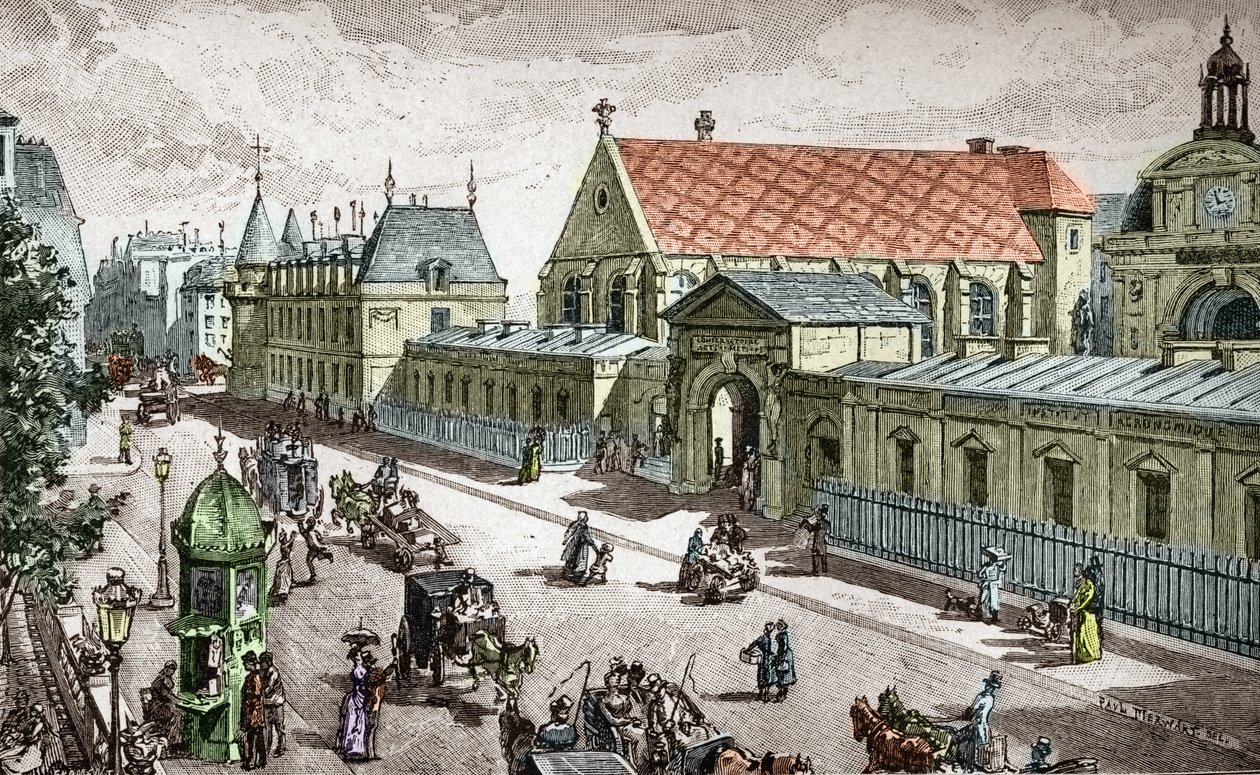 Vue du Conservatoire des Arts et metiers (Cnam) a Paris, rue saint Martin a Paris -（巴黎工艺美术学院景观）由亚历克西斯-马丁雕刻 作者 保罗（仿）默瓦特