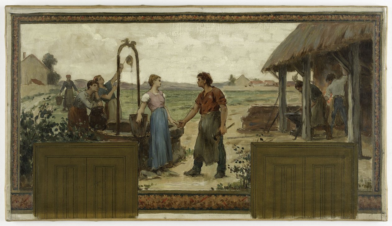 Saint-Maur-des-Fossés 市政厅草图：Les fiançailles，1883 年（布面油画） 作者 保罗·艾伯特·鲍杜安