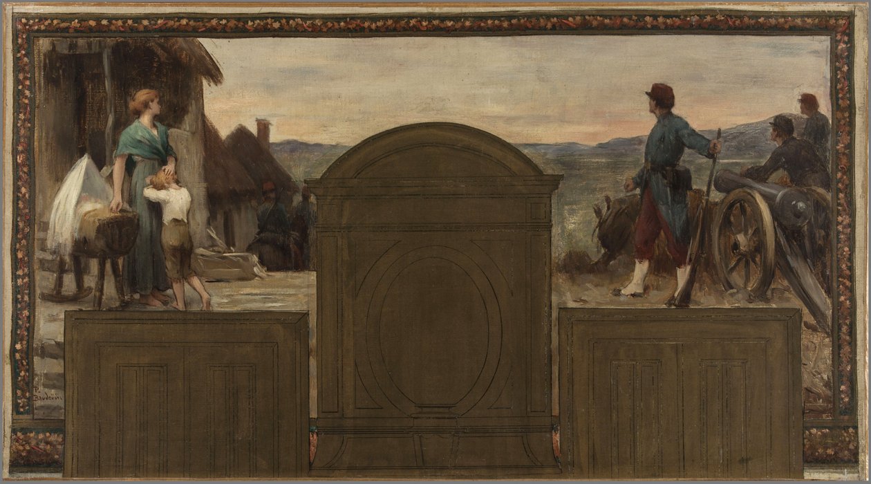 Saint-Maur-des-Fossés 市政厅草图：Maternité et Patrie - La défense de la Patrie，1883 年（布面油画（盔甲） 作者 保罗·艾伯特·鲍杜安