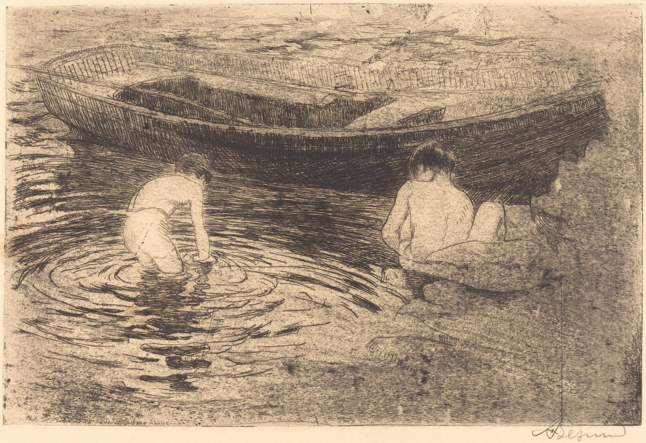 在塔卢瓦尔洗澡 La baignade à Talloires, 1888. 作者 保罗·阿尔伯特·贝斯纳德