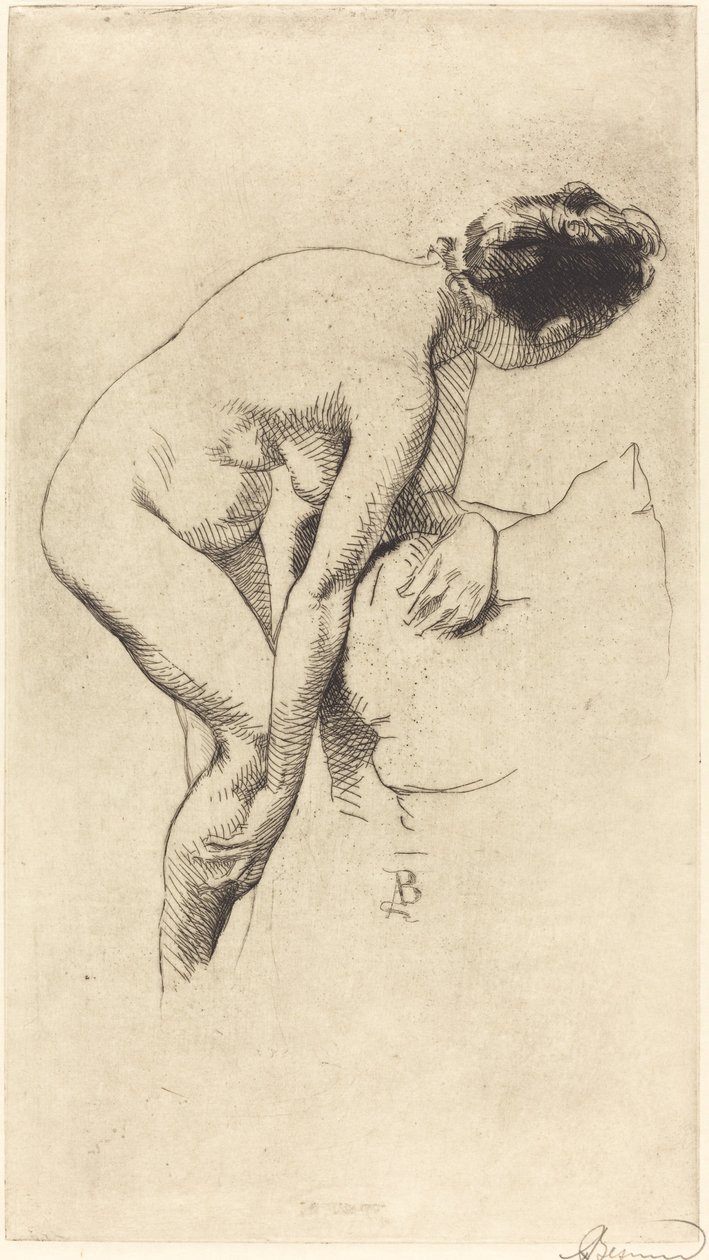 握着腿的裸体 女子在果酱上站立，1886年。 作者 保罗·阿尔伯特·贝斯纳德