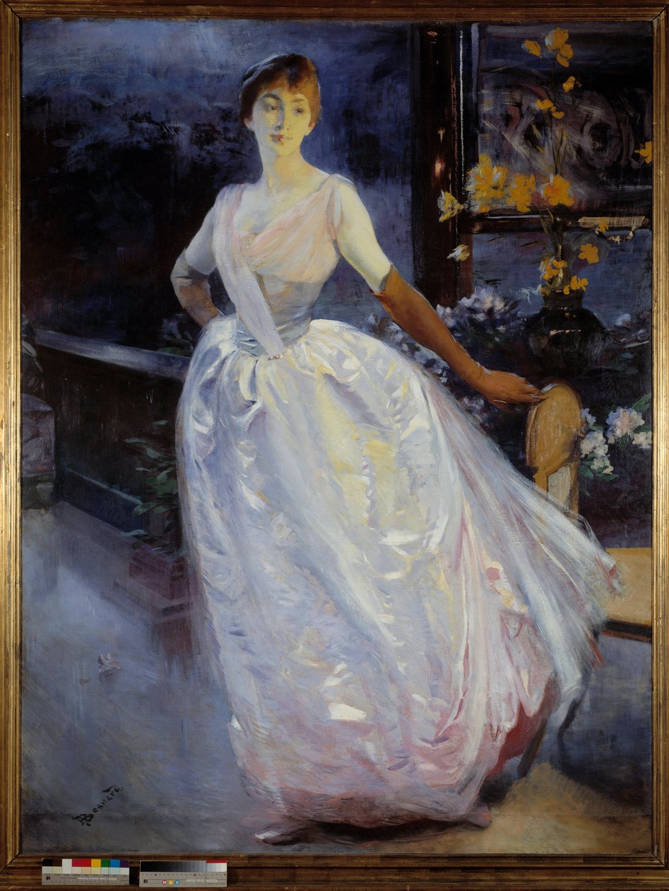 画家的妻子 Roger Jourdain 夫人的肖像。 保罗·阿尔伯特·贝斯纳德 (1849-1934) 的绘画 作者 保罗·阿尔伯特·贝斯纳德