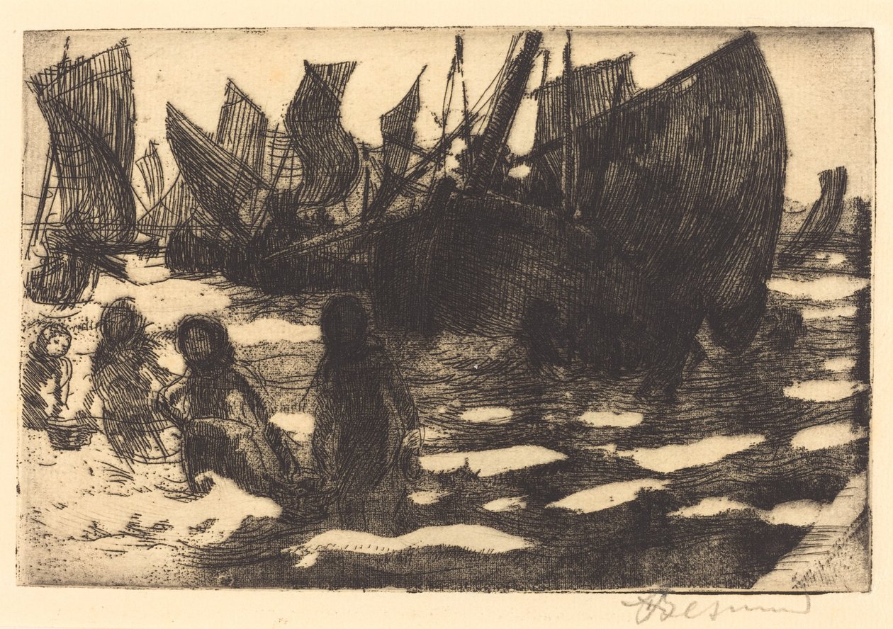Berck的小渔船 Petites Pêcheuses de Berck, 1897. 作者 保罗·阿尔伯特·贝斯纳德