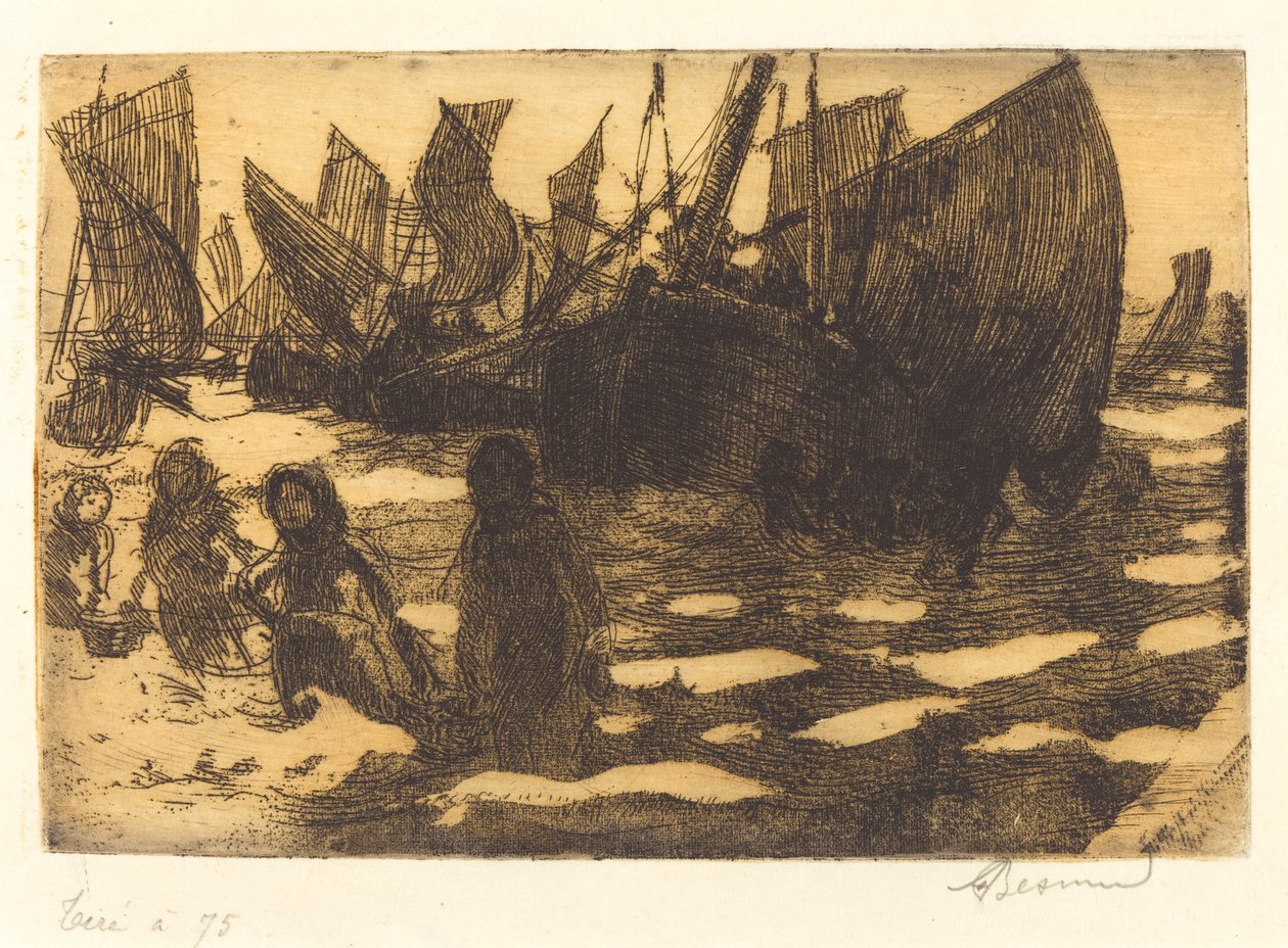 Berck的小渔船 Petites Pêcheuses de Berck, 1897. 作者 保罗·阿尔伯特·贝斯纳德