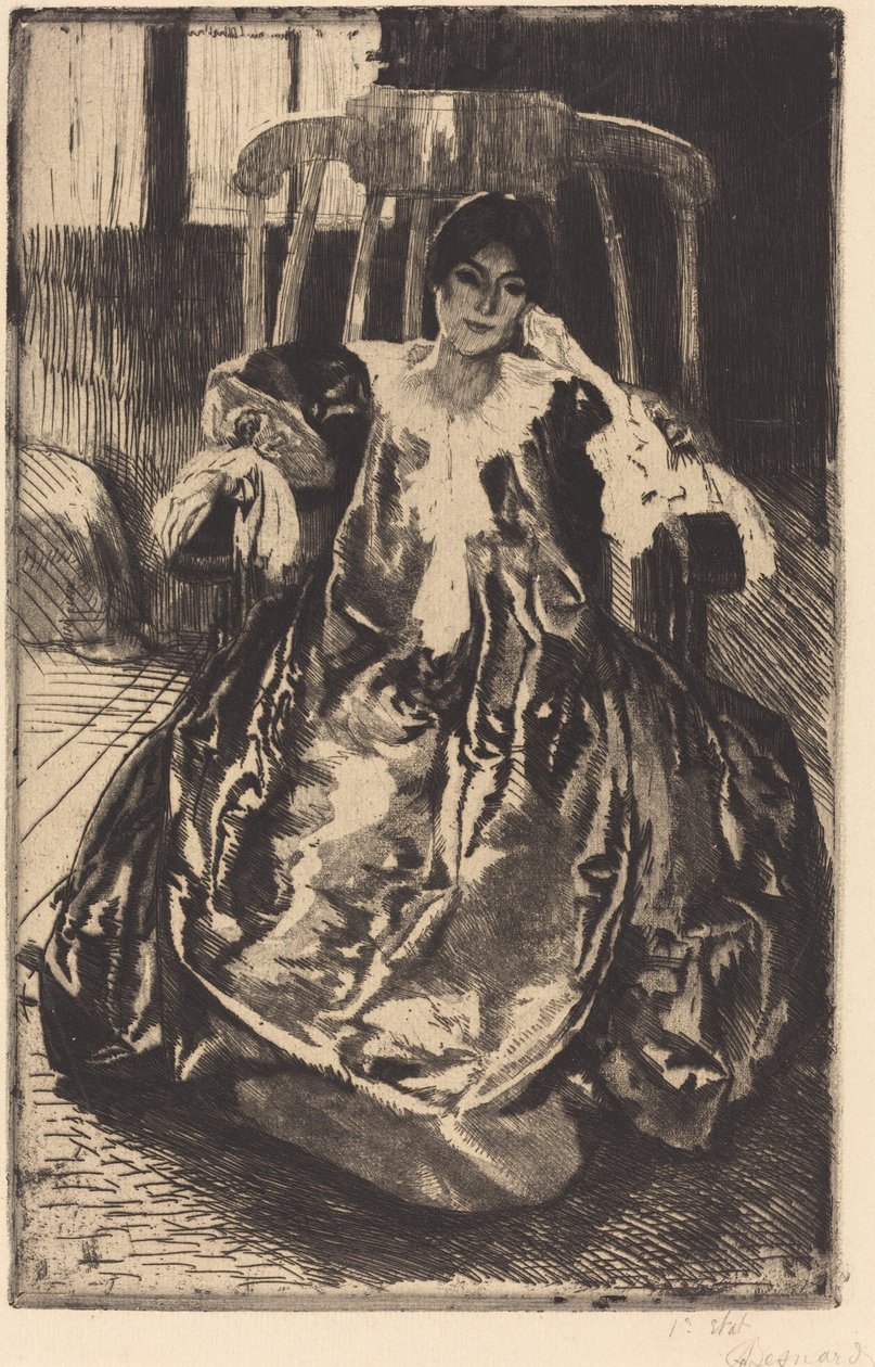 丝绸长袍 La robe de soie, 1887年。 作者 保罗·阿尔伯特·贝斯纳德