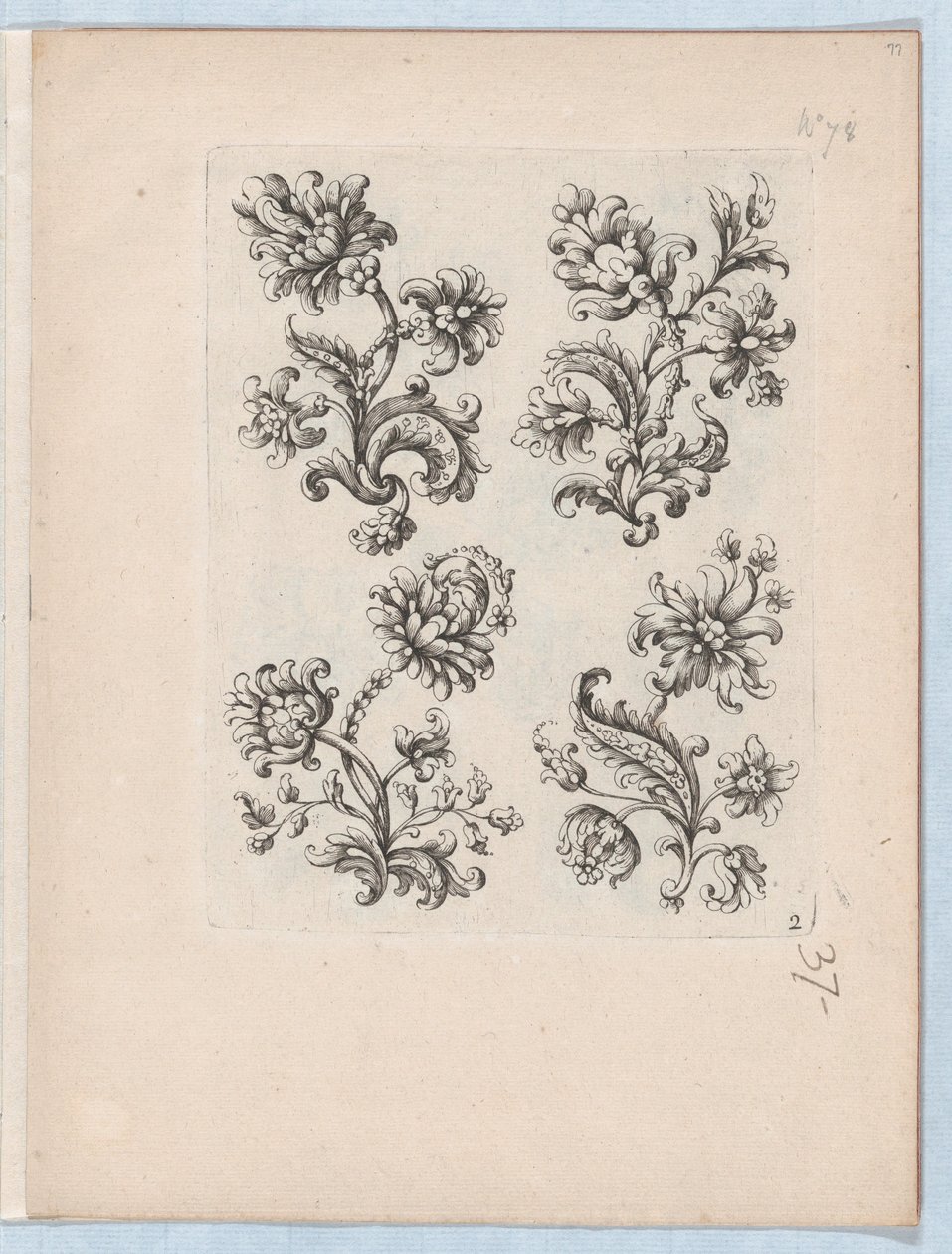 小花图案系列，板块2，约1670-85.，约1670-85. 作者 保罗·安德鲁埃·杜塞尔索