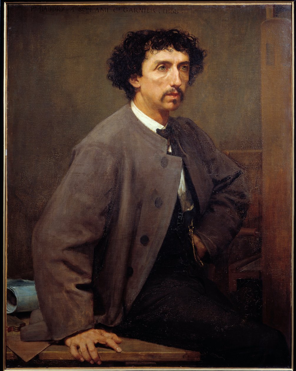 法国建筑师查尔斯·加尼尔 (Charles Garnier) 的肖像 (1825 - 1898)。 保罗·鲍德里 (1828-1885) 的绘画 作者 保罗·鲍德里