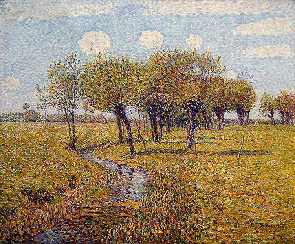 荷兰小草甸谷地春天的柳树风景（布面油画） 作者 保罗·鲍姆