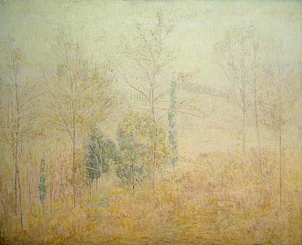 托斯卡纳早春风景与绿色杨树（布面油画） 作者 保罗·鲍姆