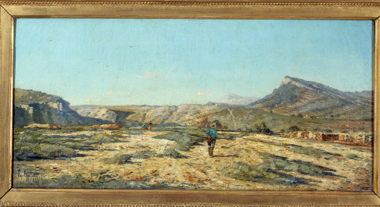 The hills of Allauch A walker in a landscape of Provence. Painting by Paul Camille Guigou (1834-1871) 作者 保罗·卡米尔·圭古