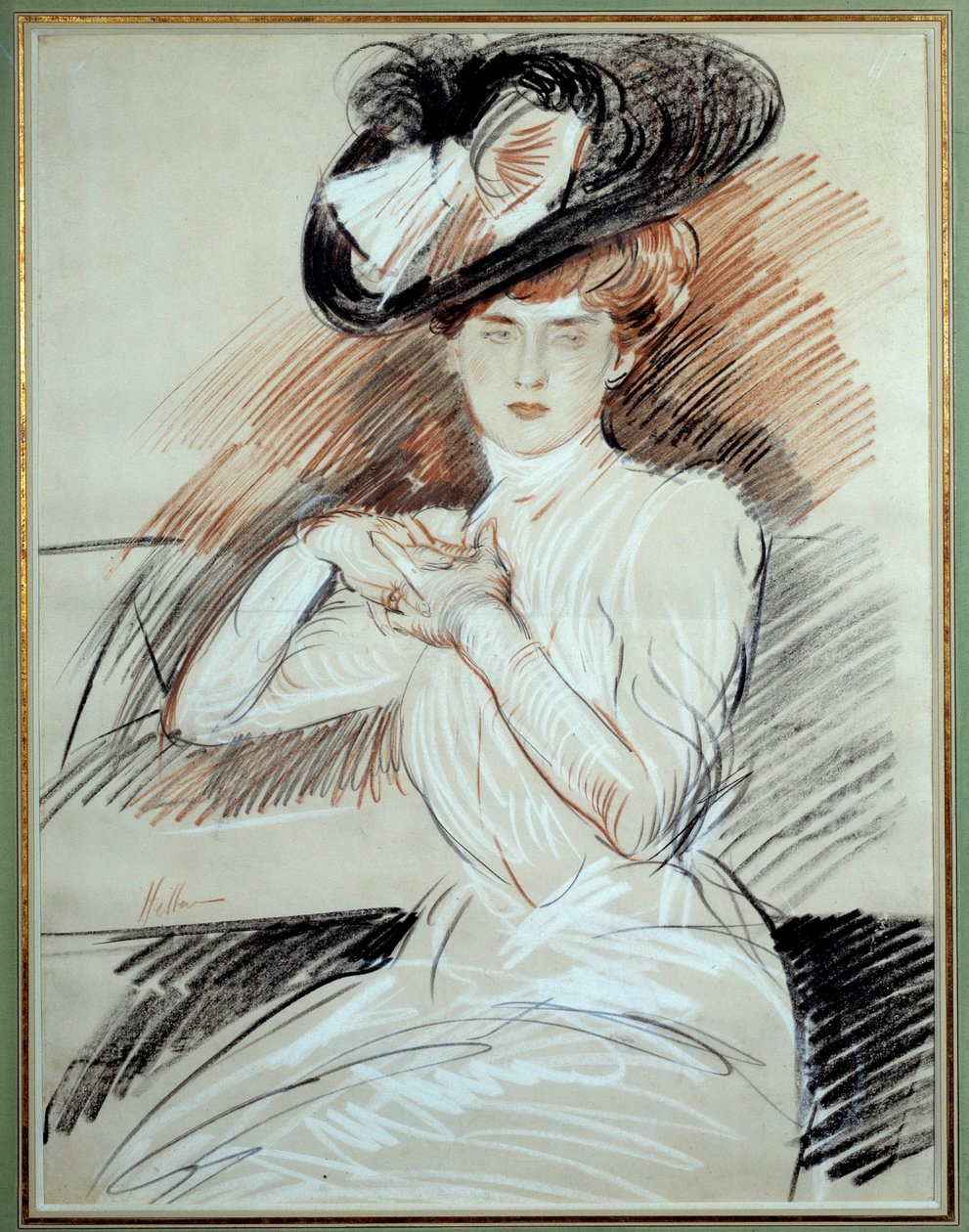 赫勒夫人。 绘画 Paul Helleu (1859-1927)，20 世纪。 巴约讷，博纳特博物馆 作者 保罗·塞萨尔·Helleu