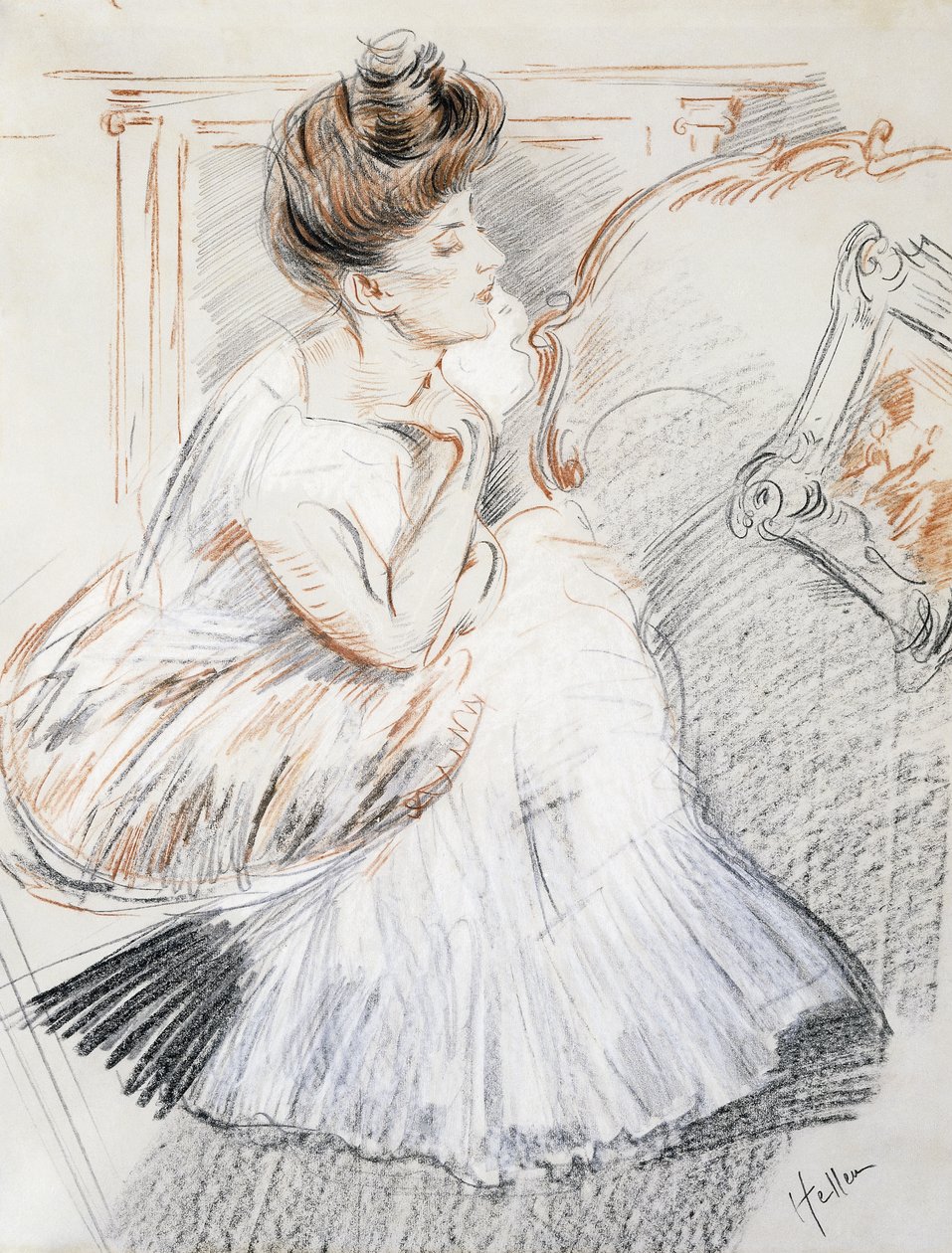 Helleu夫人，约1900-02年 作者 保罗·塞萨尔·Helleu