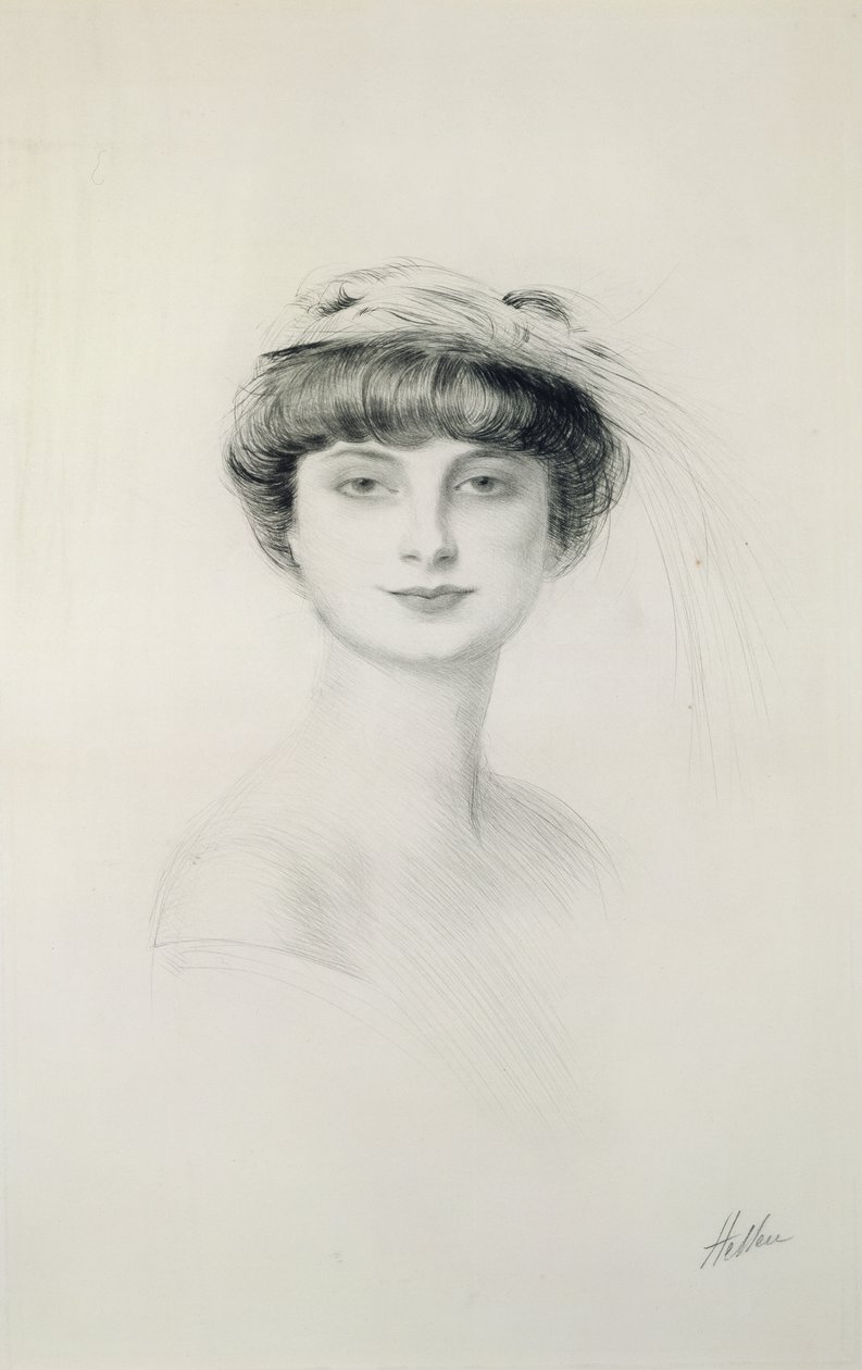 Anna de Noailles的肖像（1876-1933）（纸上的干点） 作者 保罗·塞萨尔·Helleu