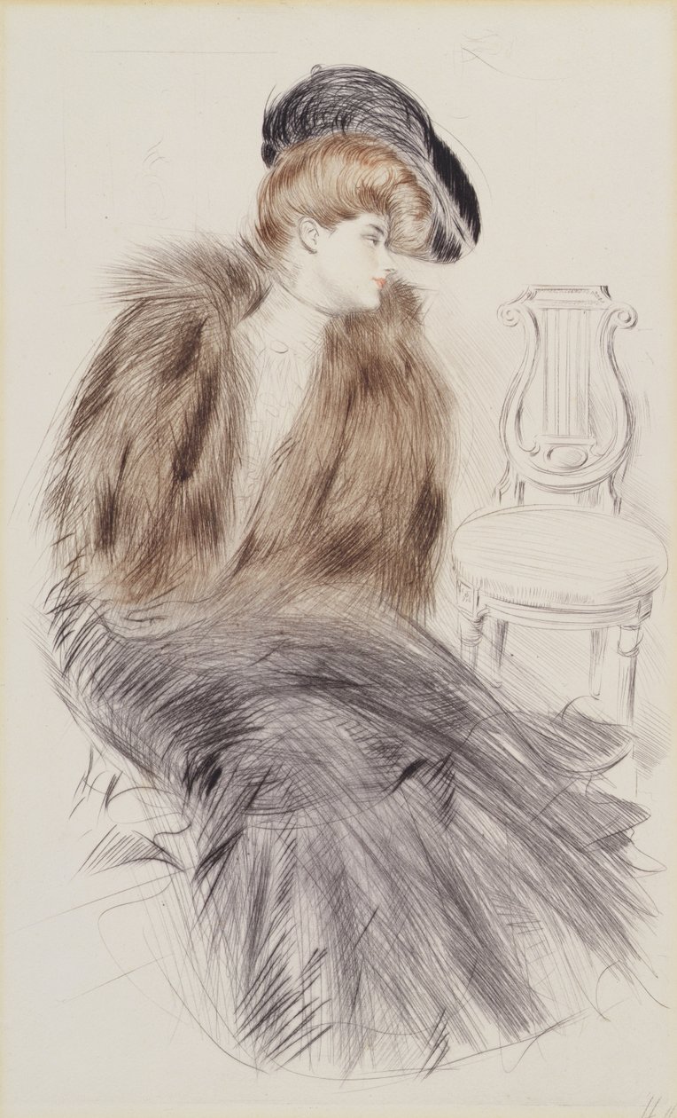 女人坐着，c.1895（纸上的干点） 作者 保罗·塞萨尔·Helleu