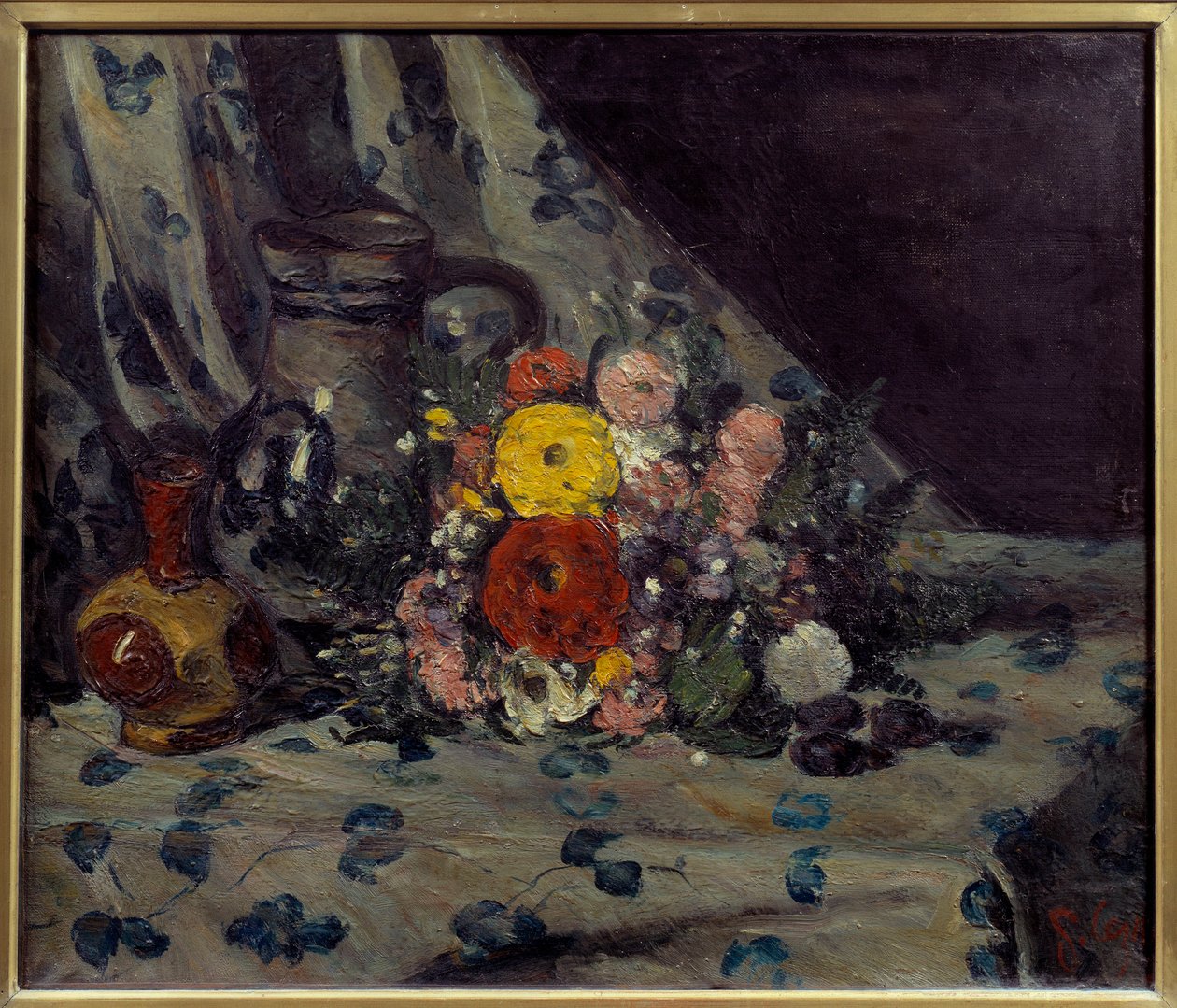 Paul Cezanne (1839-1906) 1873 年画的黄色大丽花花束。 0,54x0,64 m 巴黎，奥赛博物馆 作者 保罗·塞尚