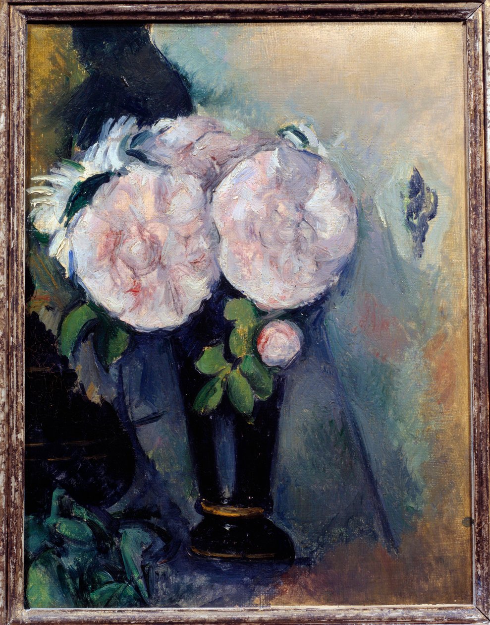 蓝色花瓶中的花朵 Paul Cezanne (1839-1906) 19 世纪的画作。 0,3x0,23 m 巴黎，橘园博物馆 作者 保罗·塞尚