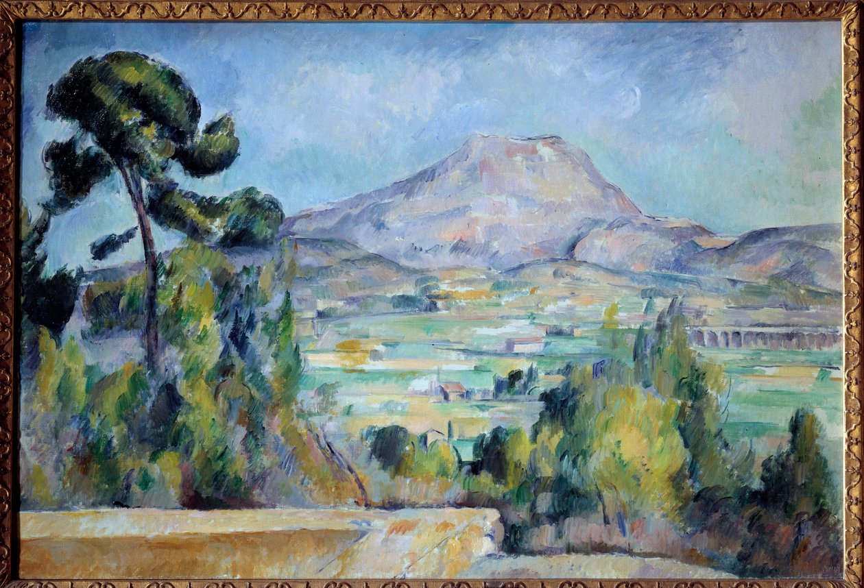 La montagne Sainte Victoire 画作 Paul Cezanne (1839-1906) 1887-1890 0.65x0.92 m 巴黎，奥赛博物馆 - 圣维克多山。 保罗·塞尚 (1839-1906) 的绘画 作者 保罗·塞尚