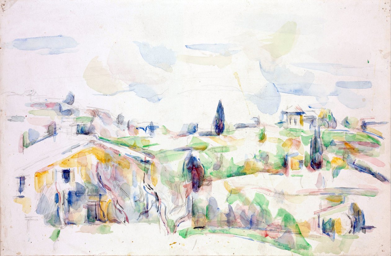 普罗旺斯的风景 - 塞尚，保罗（1839-1906） - 1895-1900 - 纸上水彩画 - 31,3x47,8 厘米 - 布达佩斯塞尚博物馆 作者 保罗·塞尚