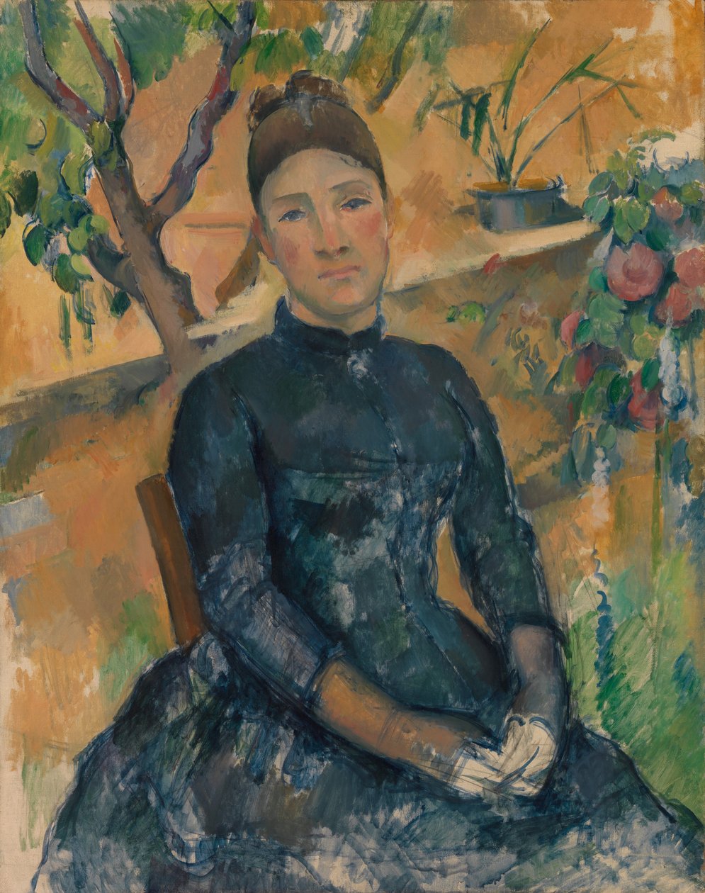 塞尚夫人，霍尔滕斯·菲凯特（Hortense Fiquet）1850–1922年，在音乐学院 作者 保罗·塞尚