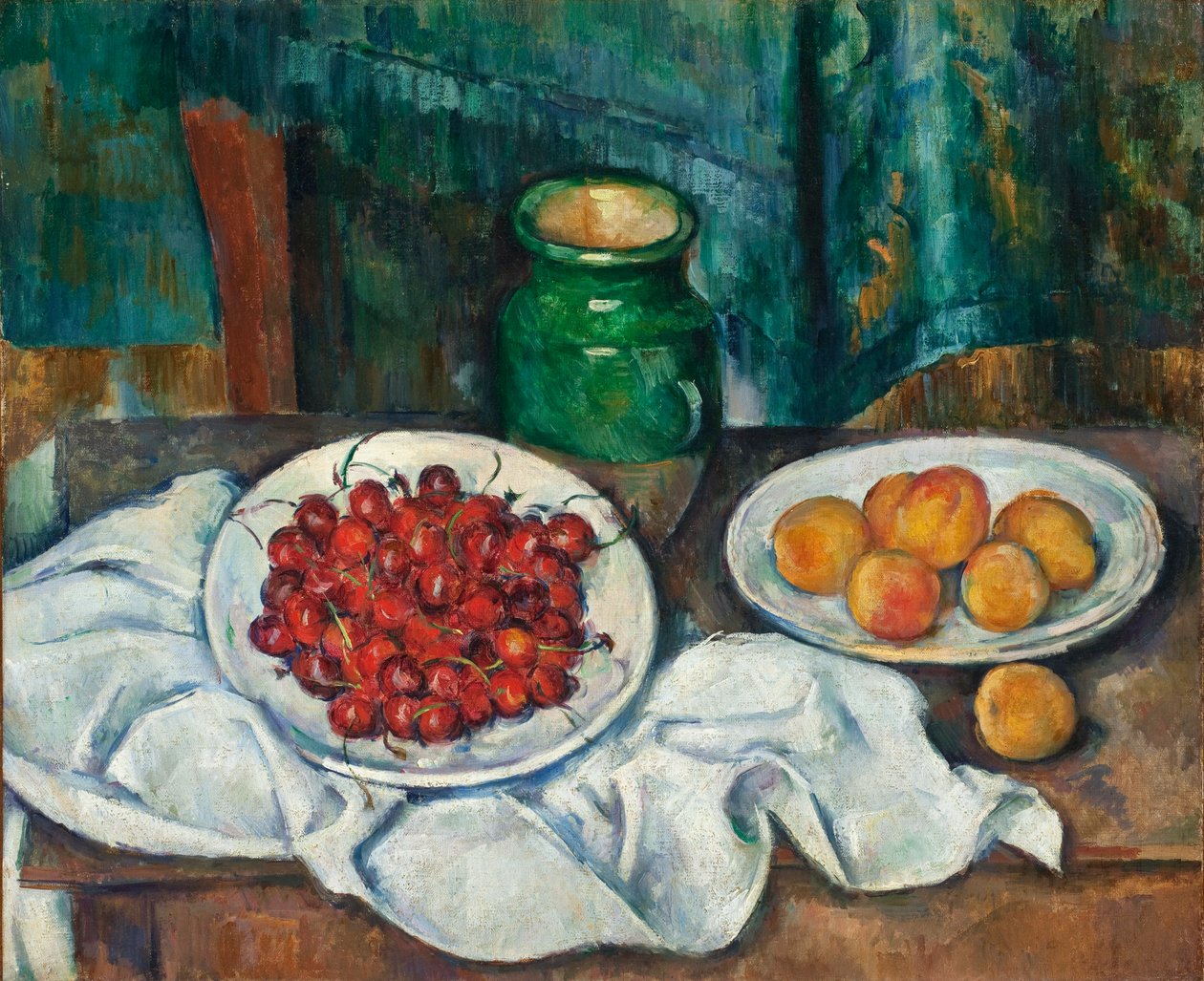 “Nature morte aux cerises et aux peches”（樱桃和桃子的静物）保罗·塞尚 (1839-1906) - 1885-1887 - 布面油画昏暗 50,2x61 厘米洛杉矶县艺术博物馆 作者 保罗·塞尚