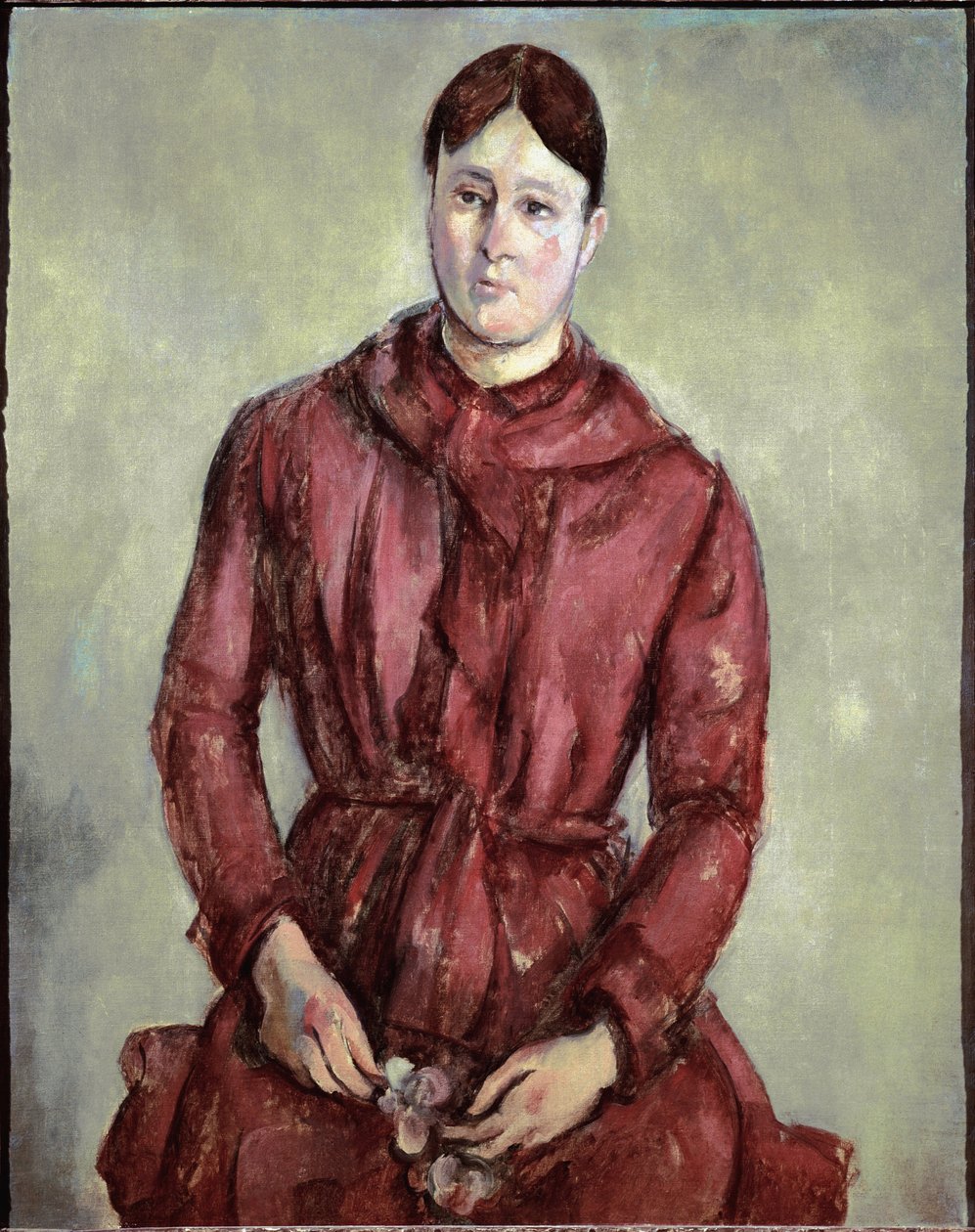 塞尚夫人身着红裙的肖像（布面油画，约 1890 年） 作者 保罗·塞尚