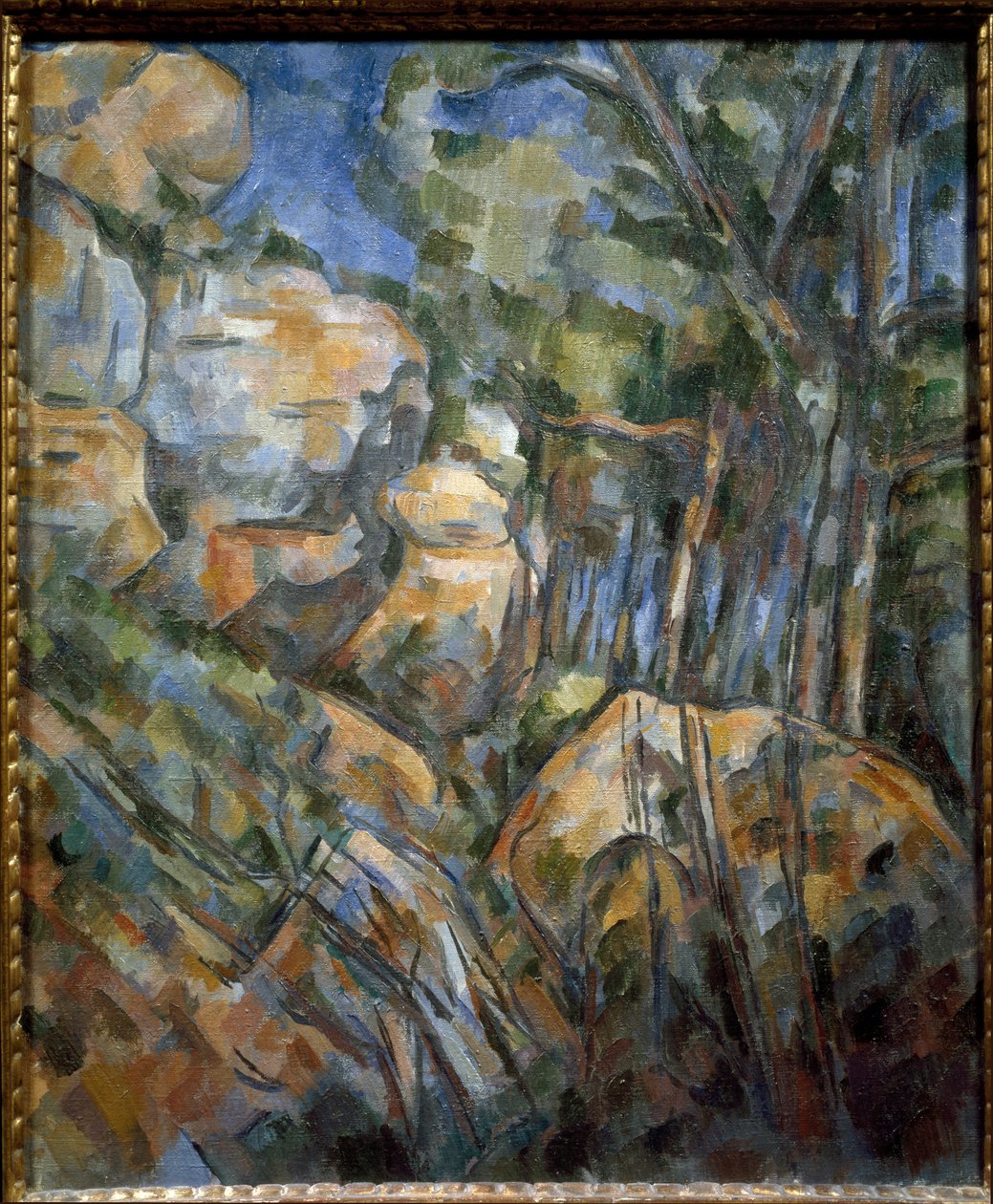 黑城堡上方洞穴附近的岩石（布面油画，约1904年）。 作者 保罗·塞尚