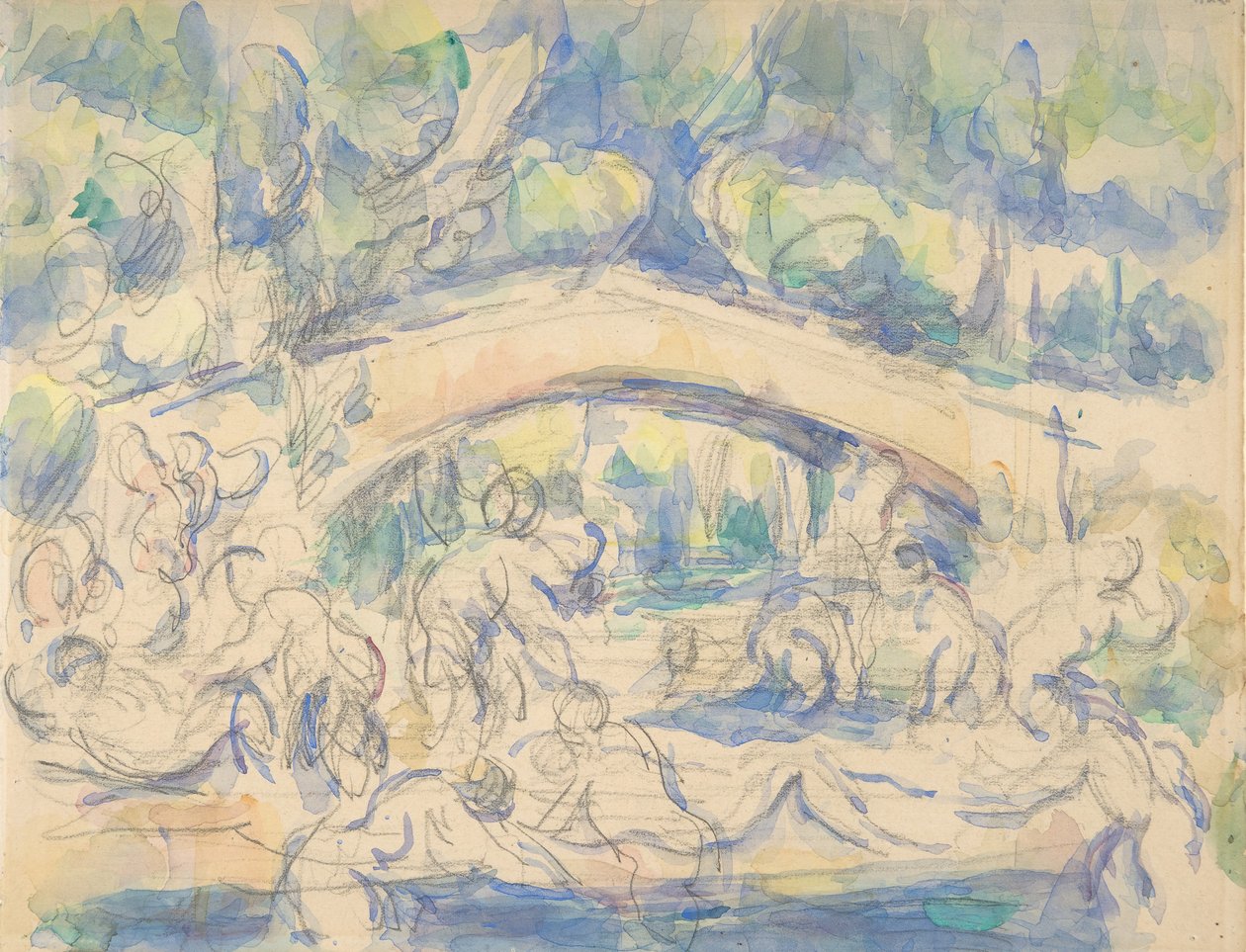 桥下沐浴者》直页，1900-06。 作者 保罗·塞尚