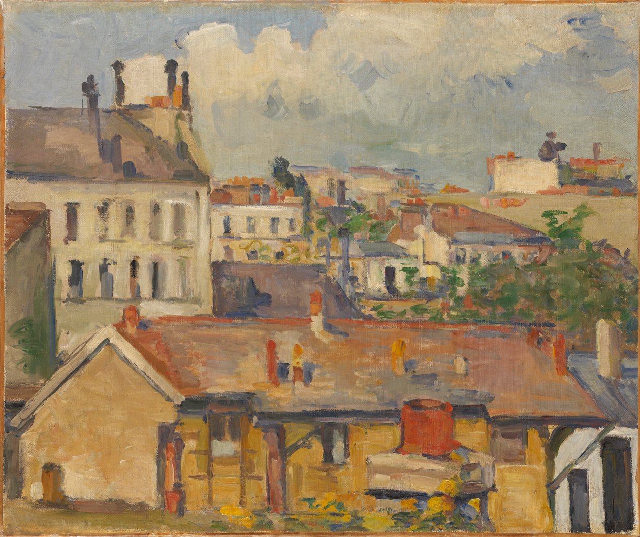Les Toits房屋群，1876-1877。 作者 保罗·塞尚