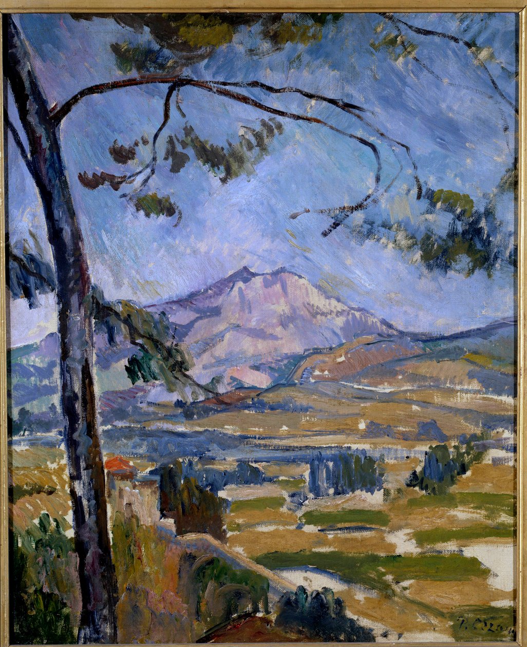 La montagne Sainte Victoire 画作 Paul Cezanne (1839-1906) 19 世纪。 Dim. 0.55 x 0.45 m 巴黎，奥赛博物馆 - 圣维克多山。 保罗·塞尚 (1839-1906) 的绘画 作者 保罗·塞尚