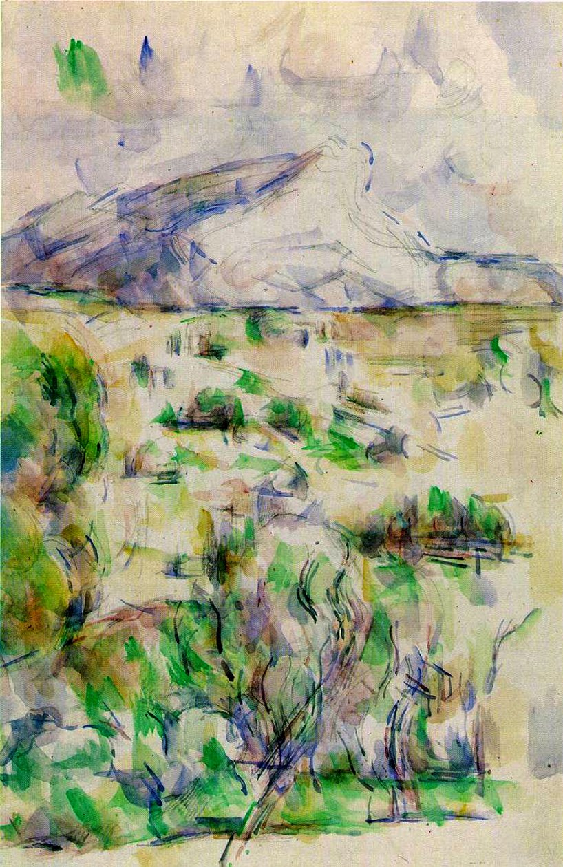 来自Lauves的Mont Sainte Victoire，1902-06（纸上写着铅笔） 作者 保罗·塞尚