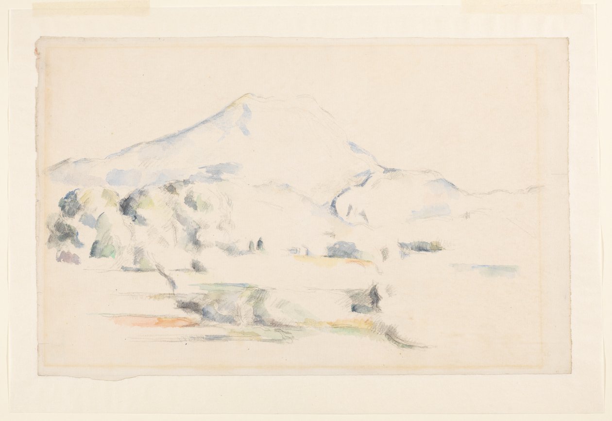 Montagne Saint-Victoire，约 1885-87 年（垫纸上的石墨和水彩画） 作者 保罗·塞尚