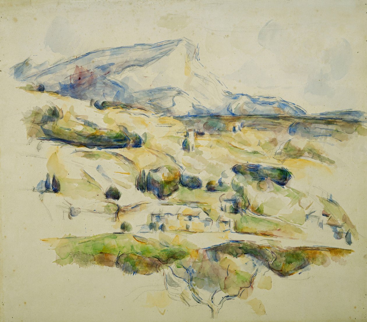 Sainte Victoire山脉望向Lauves； Sainte Victoire Lauves山景，约1902-1906年 作者 保罗·塞尚