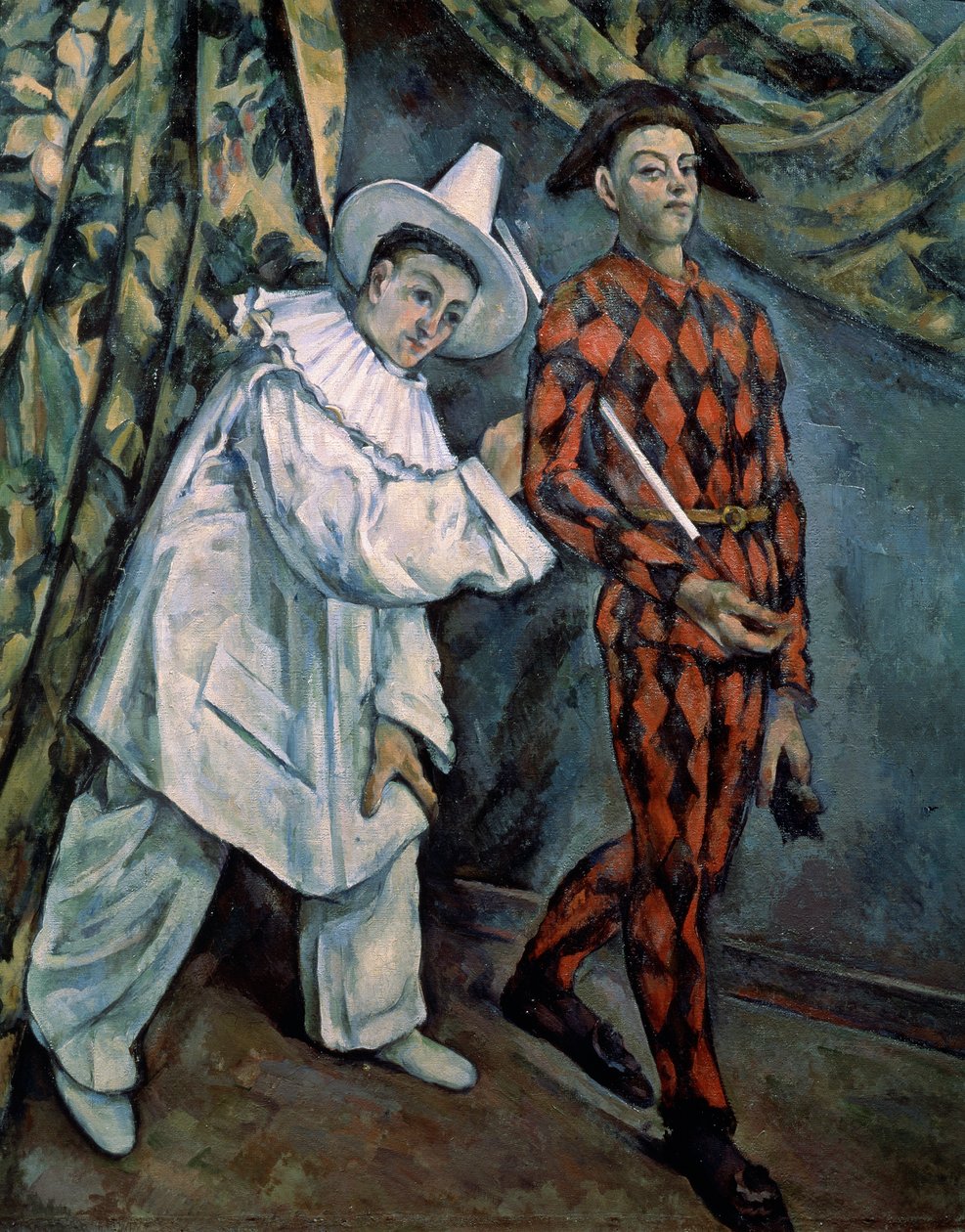 皮埃罗（Pierrot）和小丑（Harlequin Mardi-Gras），c1888。 作者 保罗·塞尚