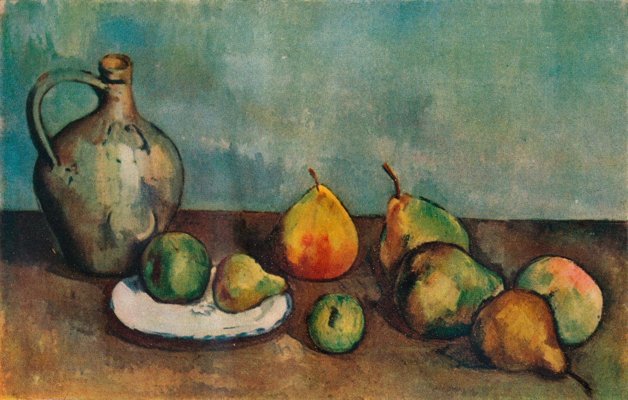 静物，投手和水果，1894年 作者 保罗·塞尚