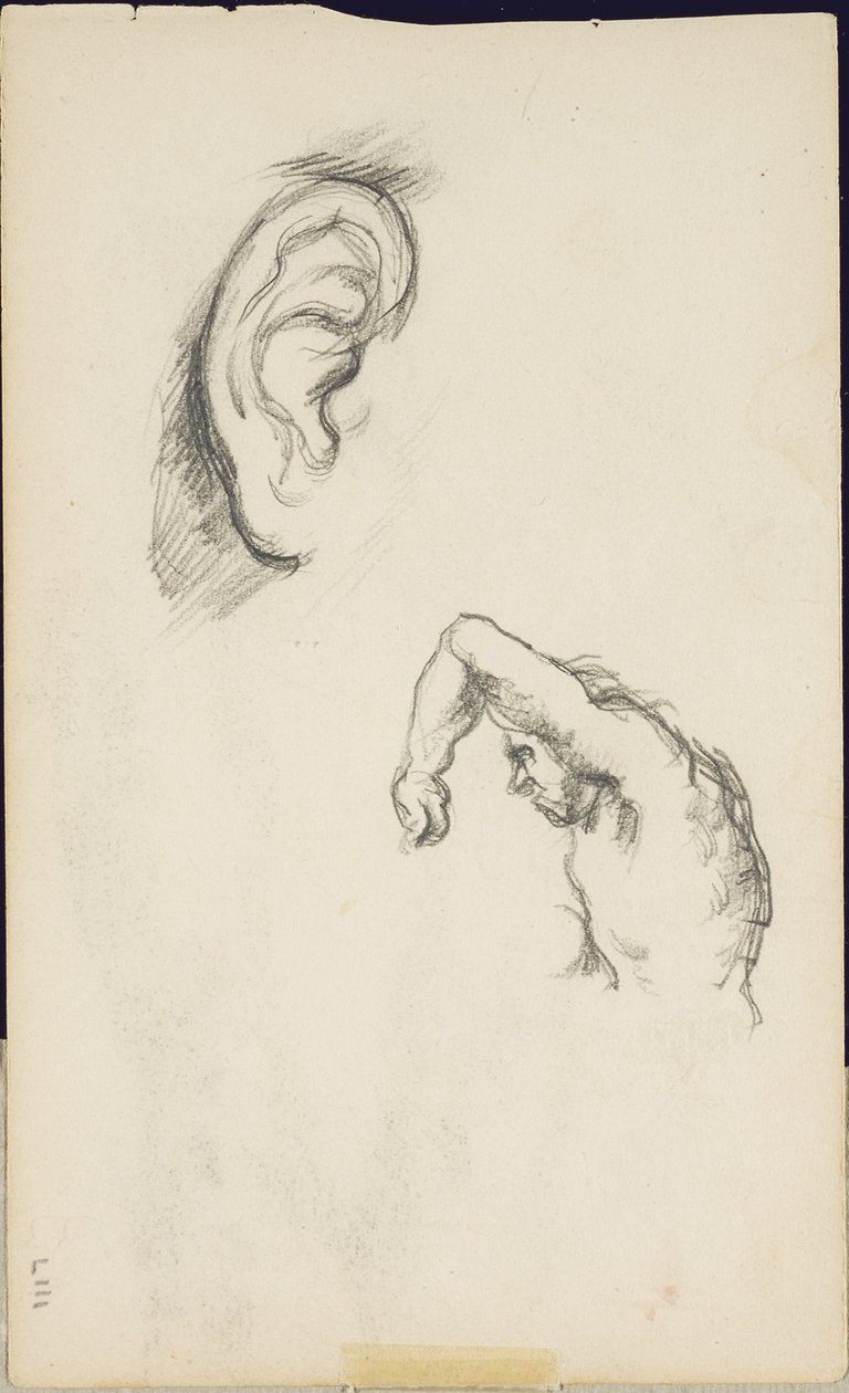 卢卡·西诺雷利（Luca Signorelli）之后的研究：耳朵和男人的身姿，约1877-80年 作者 保罗·塞尚