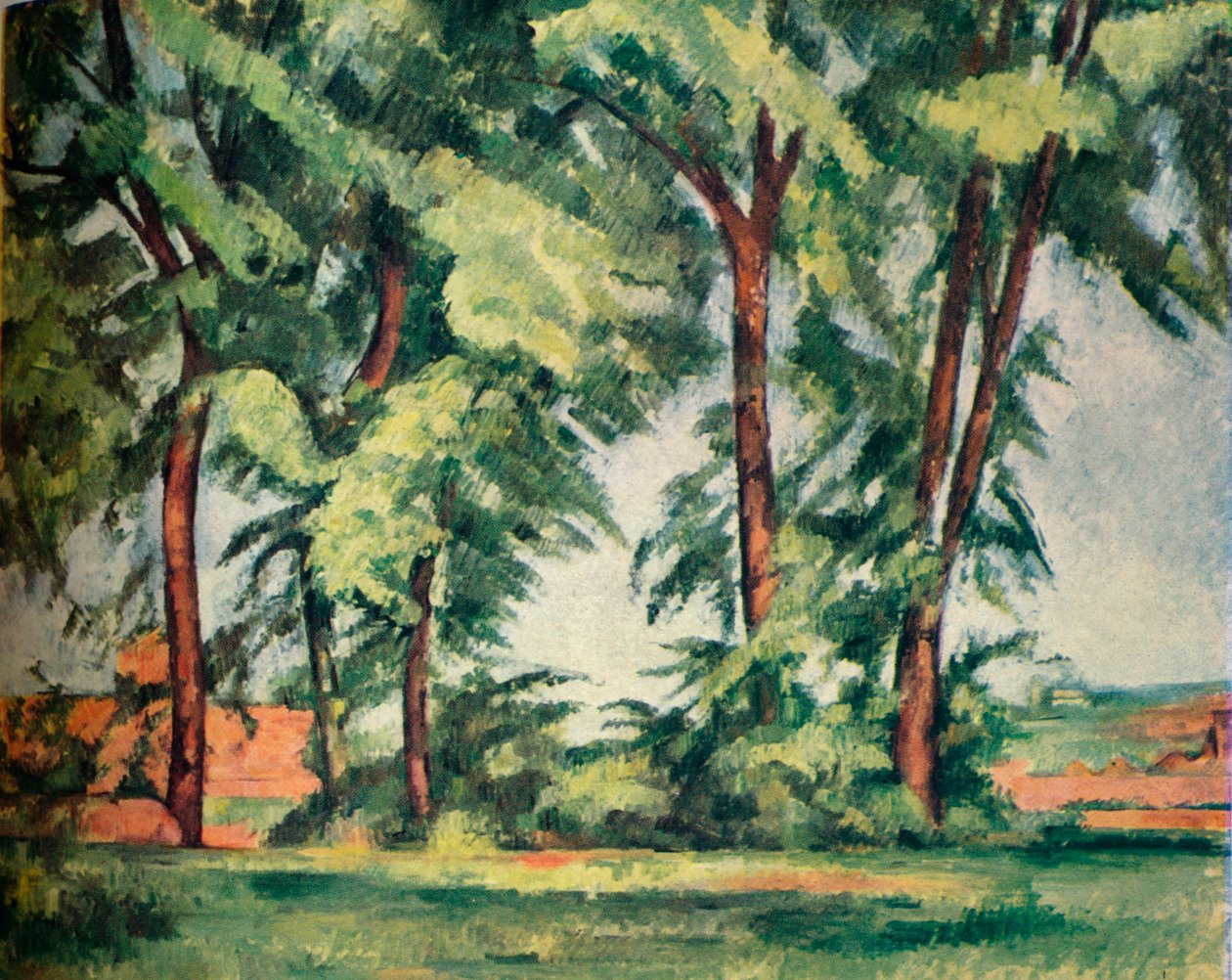Jas de Bouffan的高大的树木，c1883，1929年 作者 保罗·塞尚