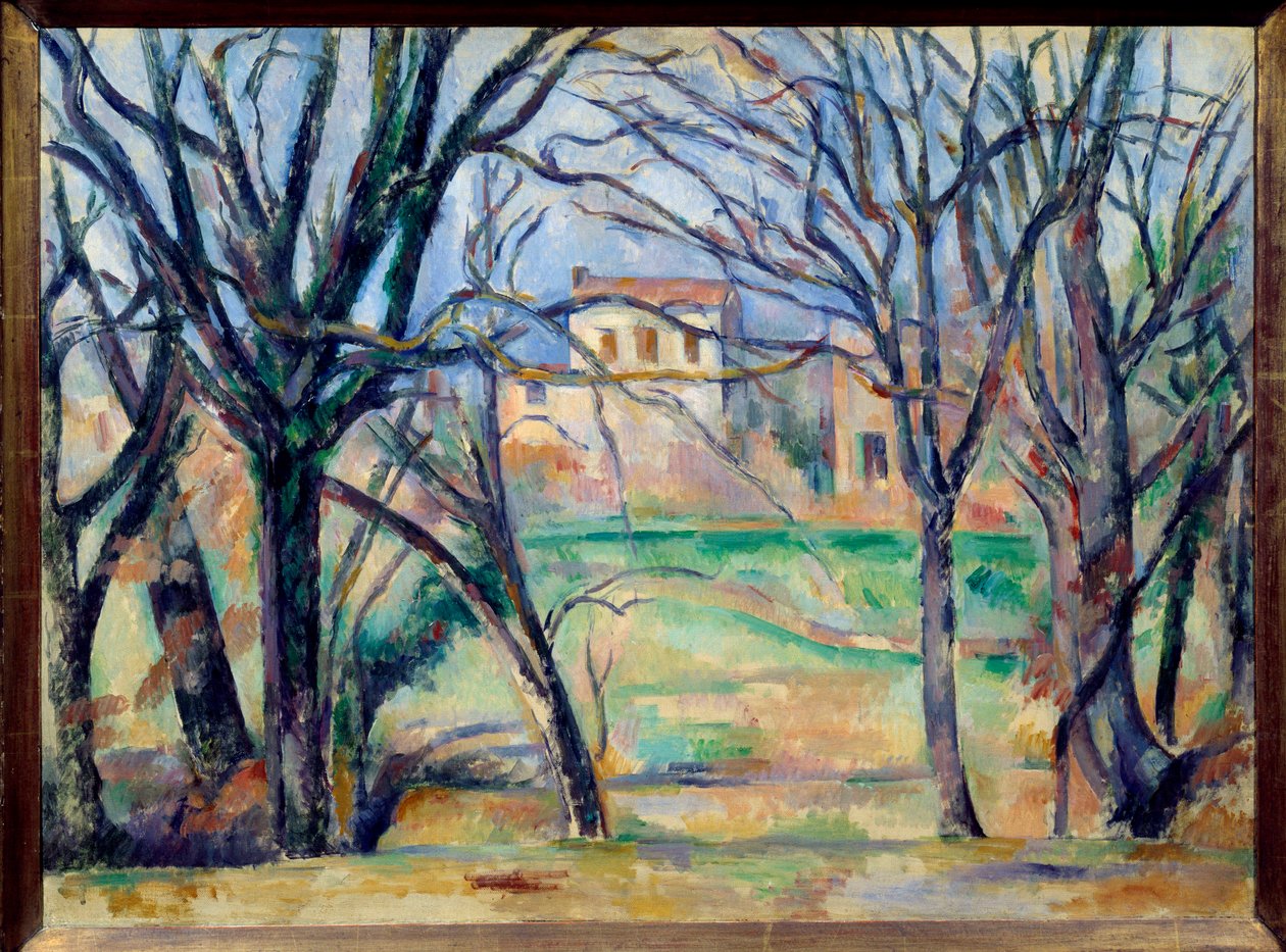 Trees and houses Painting by Paul Cezanne (1839-1906) 19th century Sun. 0,54x0,73 m Paris, Musee de l