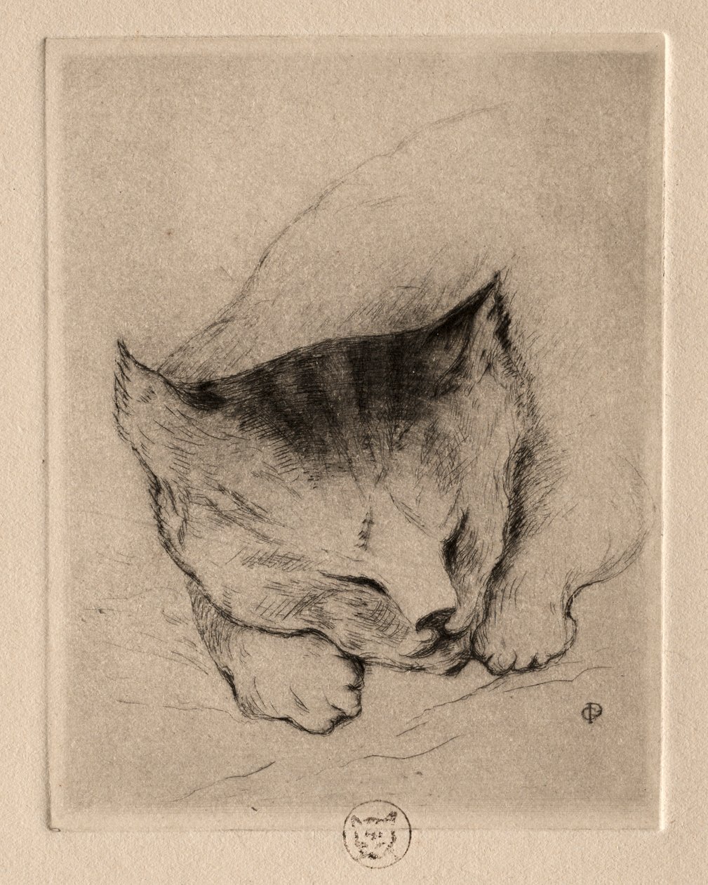 六幅蚀刻版画小猫的头 作者 保罗·加歇
