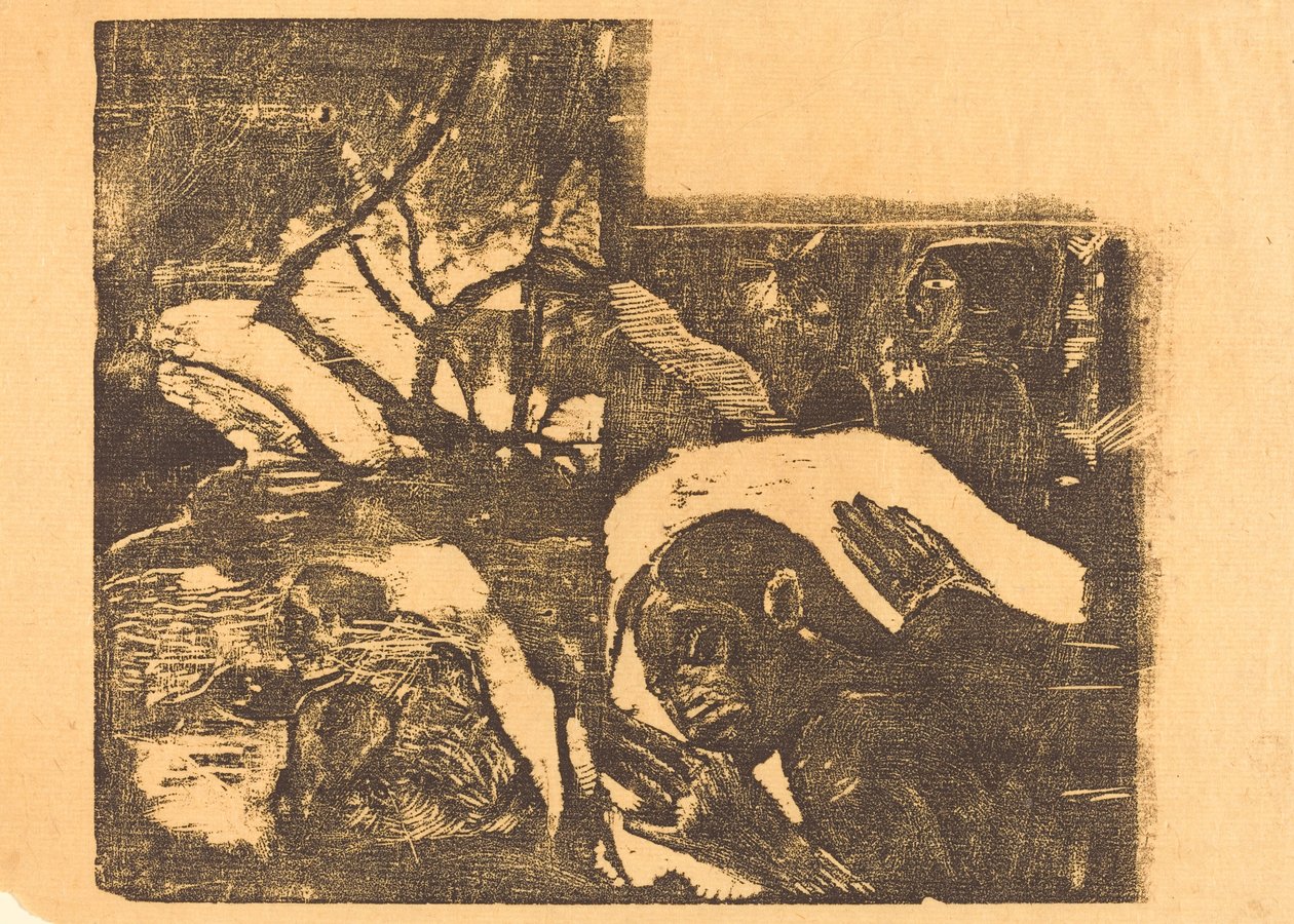 森林中的毛利女人，马瑙-图帕帕乌 她被一个幽灵困扰着，18941895。 作者 保罗·高更