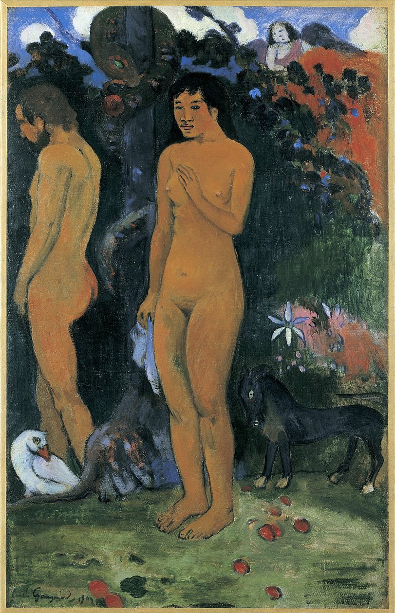 亚当和夏娃（Adam et Eve）--保罗-尤金-亨利-高更（1848-1903）。布面油画 作者 保罗·高更