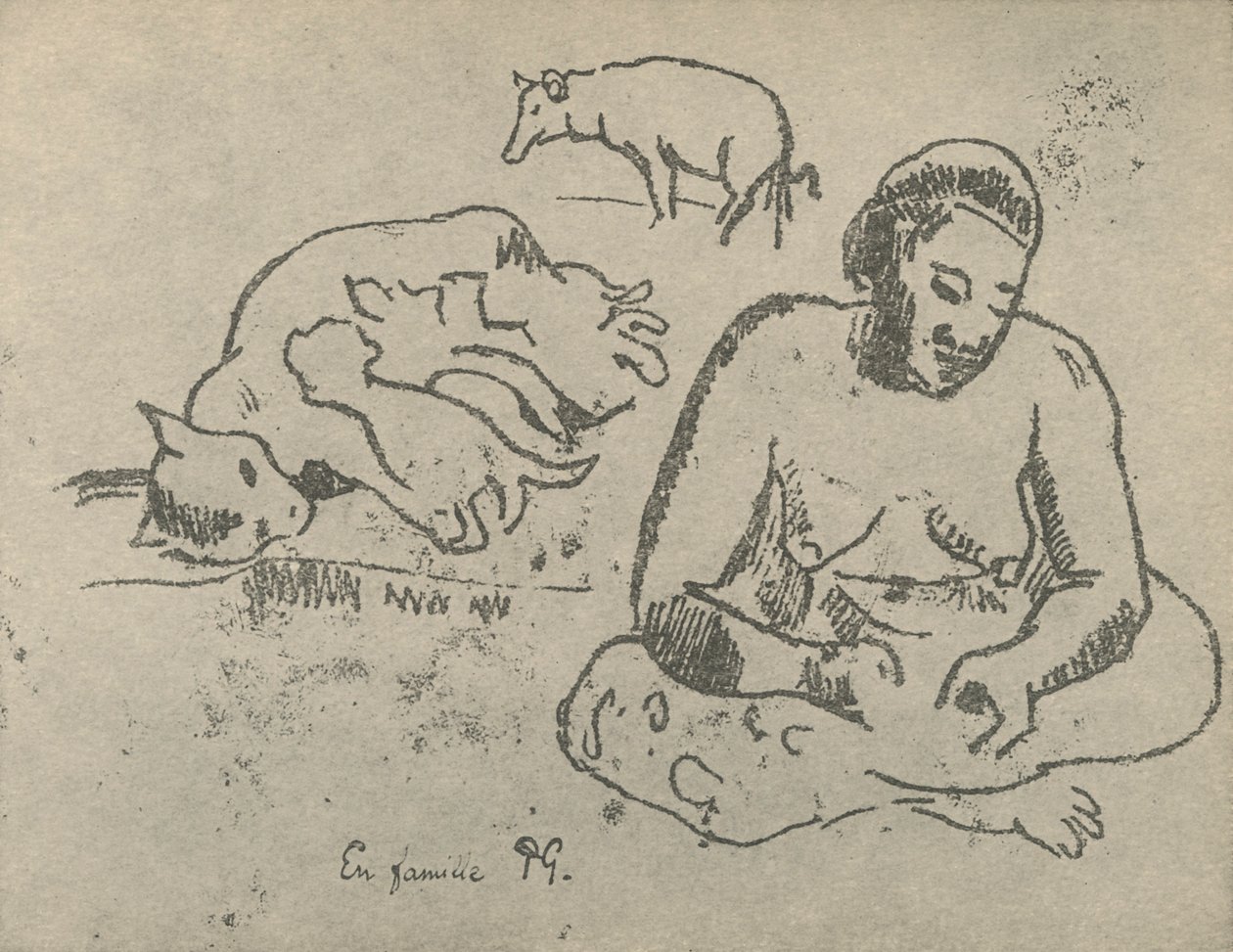 在家，1936年 作者 保罗·高更