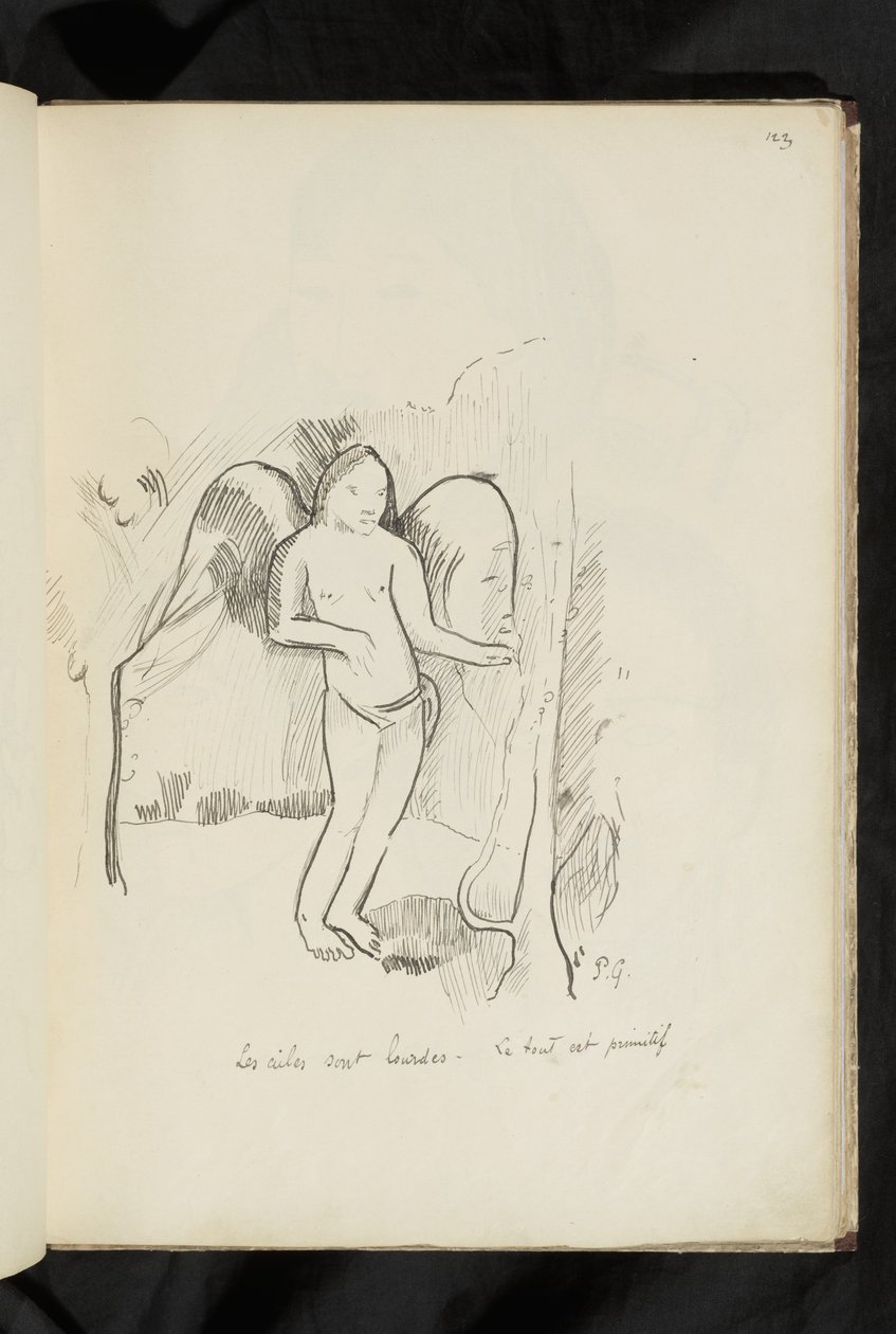 Avant et après - drawing "Les ailes sont lourdes. Le tout est primitif" 作者 保罗·高更