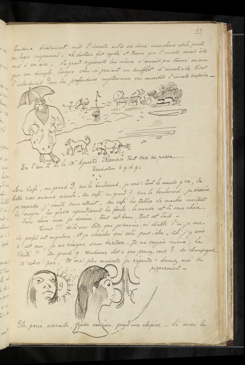 Avant et après - “小米尼翁”和他的狗在 Cythera 和咖啡馆里的两个头（自画像？）的文字和图画 作者 保罗·高更