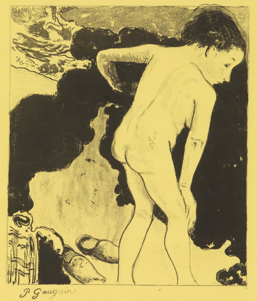 布列塔尼的沐浴者，出自《沃尔皮尼组曲》：Dessins lithographiques, 1889., 1889. 作者 保罗·高更