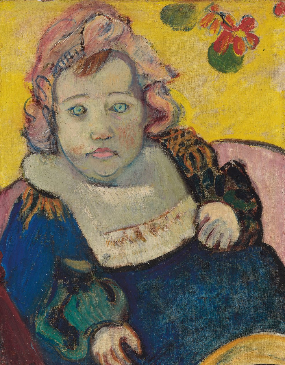 带围兜的孩子或婴儿； Enfant au bavoir，1895年 作者 保罗·高更