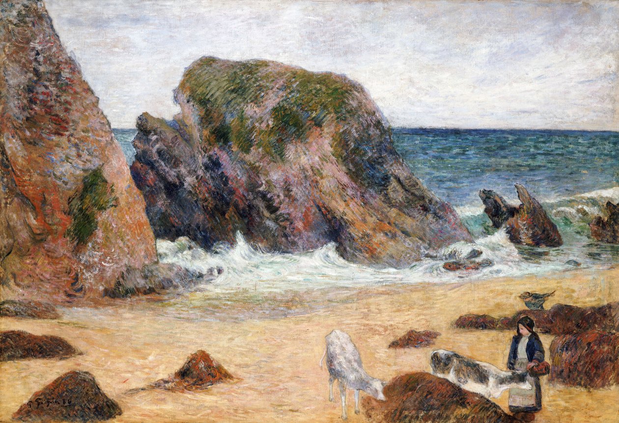 奶牛在海边，1886年 作者 保罗·高更